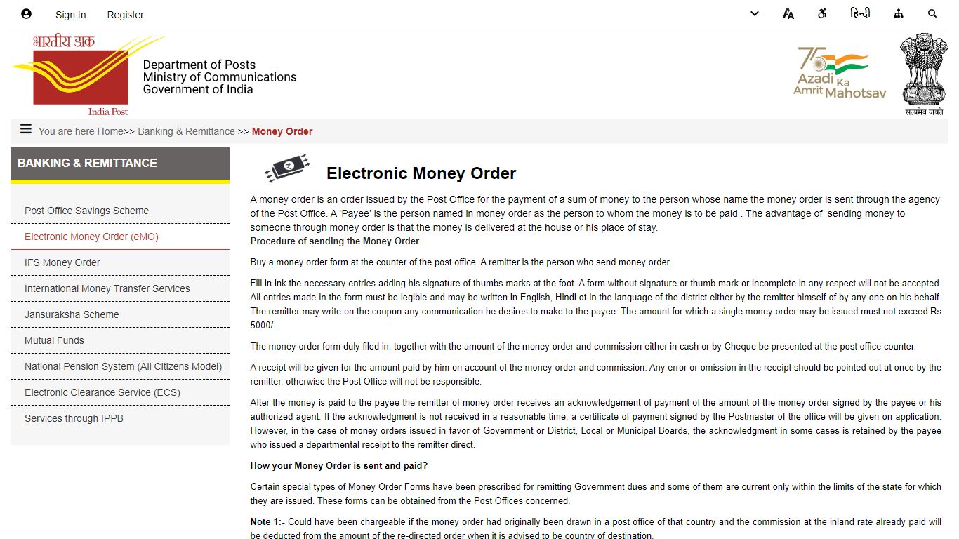 Money Order - India Post